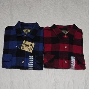B18 Lot Of 2 Field & Stream Plaid Flannel Shirts - Blue and Red Sz Xl Tall